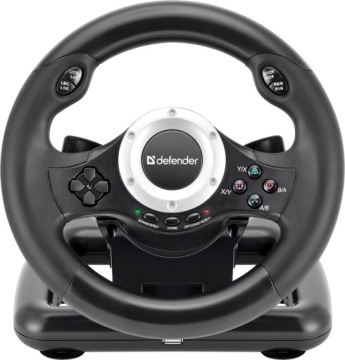 Руль Defender TURBO PRO, 10 кнопок, USB, черный, с педалями, PS3,PS4