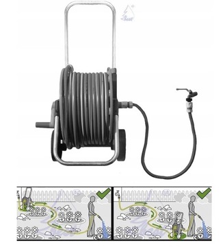 АЛЮМИНИЕВАЯ ТЕЛЕЖКА, 6-СЛОЙНЫЙ, НЕСКРУЧИВАЮЩИЙСЯ САДОВЫЙ ШЛАНГ, 1/2, 30 М, BEST POLSKA