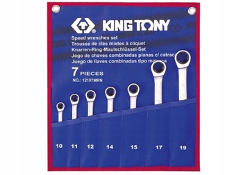 Klucz 10-19mm płasko-oczkowe z grzechotką KingTony