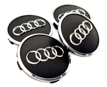 AUDI DEKIELKI ZNACZKI KAPSLE LOGO DO ALUFELG 61mm/58mm 4M0601170 CZARNY MAT