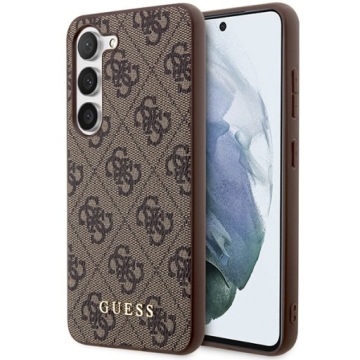 Pouzdro pro Samsung Galaxy S23 Guess Metal Gold Logo Hnědé