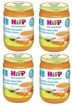 4x 220g HIPP obiadek Rosołek z kurczaka z kaszką manną po 5msc BIO