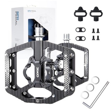 Pedały Rowerowe Platformowe Aluminiowe CXWXC Dwufunkcyjne SPD z Blokami