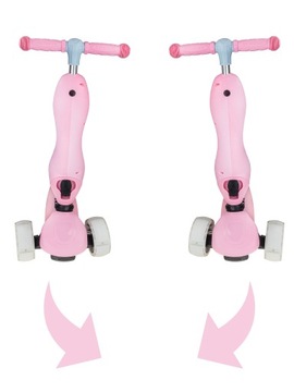 Самокат трехколесный 2в1 с подсветкой колес, розовый