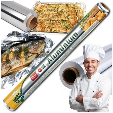 FOLIA ALUMINIOWA SPOŻYWCZA GRUBA MOCNA GASTRONOMICZNA do żywności 10m