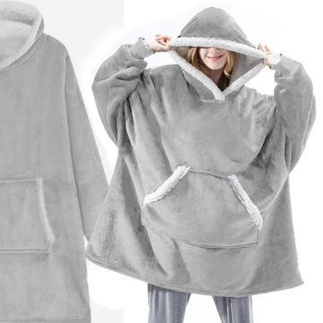 2w1 Ciepła Bluza Oversize XXL Koc Włochacz Futrzak GRUBA szlafrok