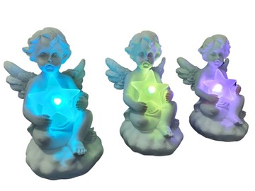 АНГЕЛ со звездой Многоцветный ВСТАВКА Могильная свеча Led