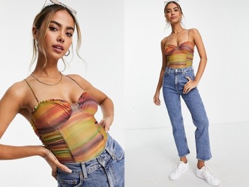 Pull&Bear body z siateczki w paski retro XS