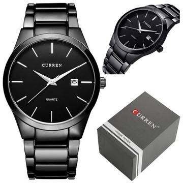 Zegarek męski Curren Bard + BOX +GRAWER datownik stalowy klasyczny