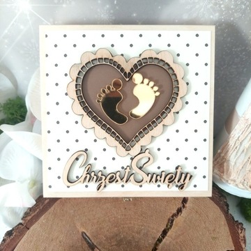 Сувенир Святого Крещения с точками СЕРДЦЕ.