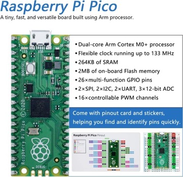 СТАРТОВЫЙ НАБОР RASPBERRY PI PICO 222 КОМПОНЕНТА 112 ПРОЕКТОВ JAVA PYTHON C