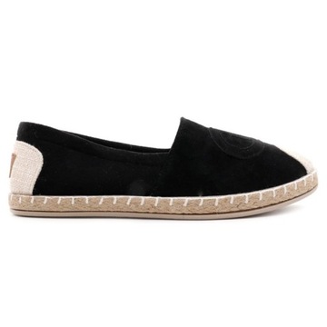 Espadryle CZARNE DAMSKIE BUTY PŁASKIE półbuty
