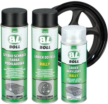 ZESTAW DO REGENERACJI NAPRAWY ODNOWIENIA FELG CZARNY MAT 3XSPRAY BOLL
