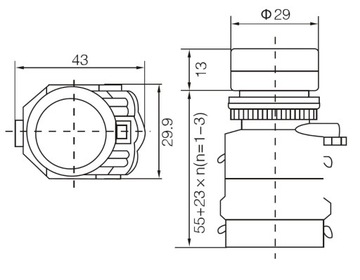 Przełącznik chwilowy LA38 monostabilny czerwony 10
