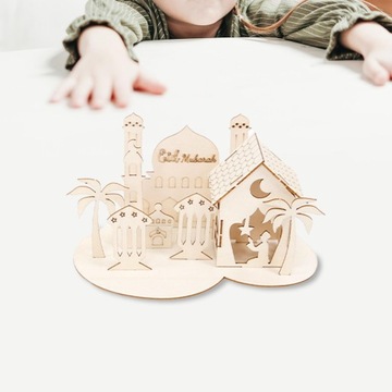 Ид Мубарак Деревянное украшение 3D-головоломка в сборе с замком в креативном стиле D