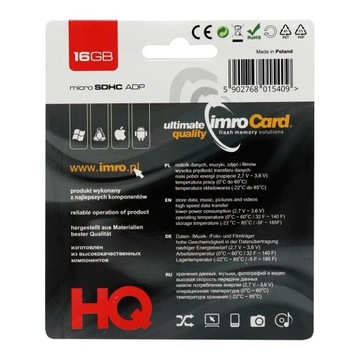 Карта памяти IMRO microSD 16 ГБ с SD-адаптером