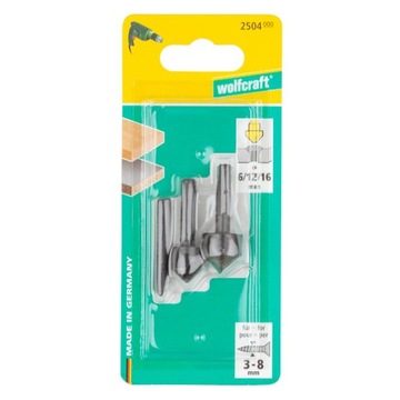 Zestaw pogłębiaczy 6, 12, 16 mm Wolfcraft 2504000