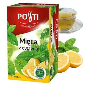 POSTI herbata ziołowa MIĘTA Z CYTRYNĄ ekspresowa 20 torebek