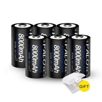6 szt. Akumulatorów 8000 mAh 1,2 V Ni-MH D R20 Bateria LR20