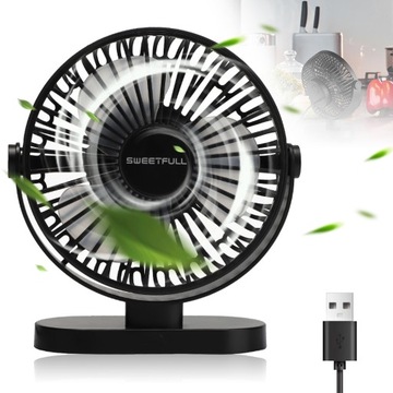 WIATRAK CICHY WENTYLATOR NA BIURKO USB 2,5W/H MINI WIATRAK 3 PRĘDKOŚCI