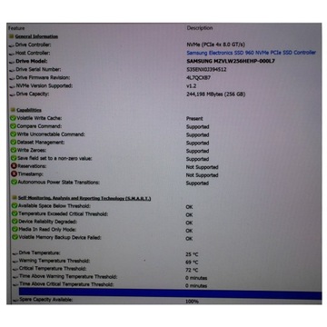 Жесткий диск Samsung PCIe SSD M2 2280 емкостью 256 ГБ