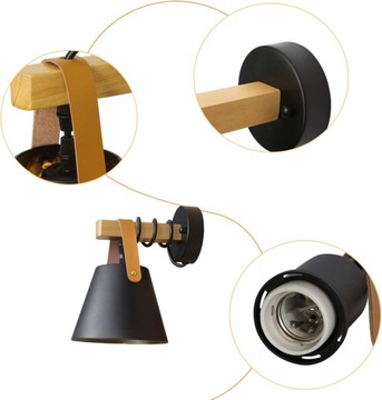 LAMPA ŚCIENNA LED KINKIET DO CZYTANIA WŁĄCZNIK -CZARNY