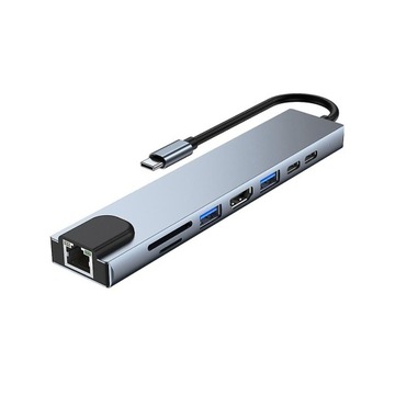 Концентратор USB C до 4K с RJ45, SD/TF, USB-C Data PD, быстрая зарядка