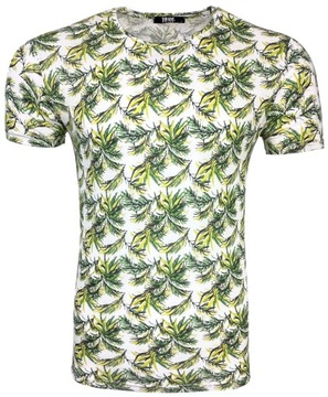 KOSZULKA MĘSKA T-SHIRT PRINT LIŚCIE T1092 r. L