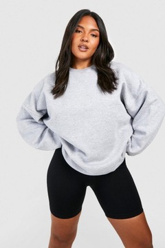 SZARA LUŹNA BLUZA DRESOWA KLASYCZNA DŁUGI RĘKAW OVERSIZED GŁADKA BOOHOO 46