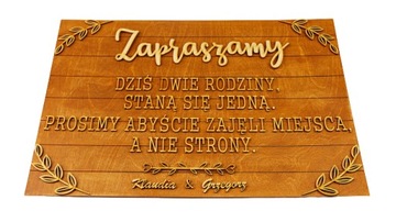 Tablica powitalna 3D Dziś dwie rodziny... 6wz