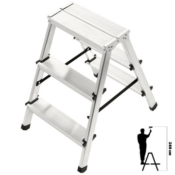 АЛЮМИНИЕВАЯ БЫТОВАЯ ЛЕСТНИЦА, 3 СТУПЕНИ, ПЛАТФОРМА, 125 кг