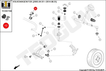 GUMA STAB. SKODA P. FABIA WEWNĘTRZNA 16MM Z OBEJMĄ PRAWA