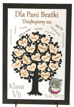 Podziękowanie dla nauczyciela drzewko serca imiona