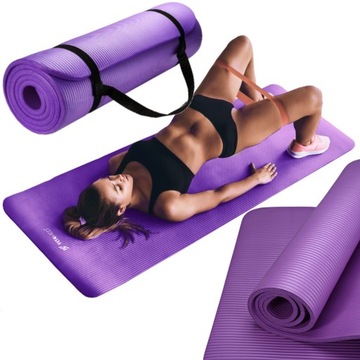 GRUBA MATA PIANKOWA DO ĆWICZEŃ FITNESS JOGI 183X61CM NBR ANTYPOŚLIZGOWA