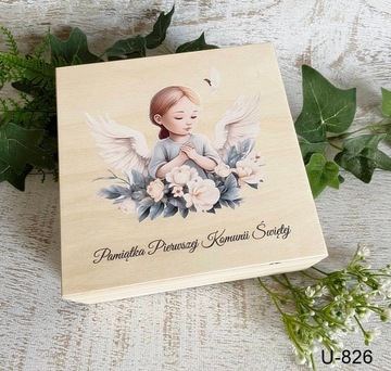 Сувенирная коробочка для причастия, экошкатулка с девочкой + бесплатный ангелочек