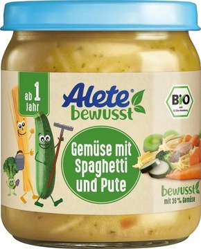 ALETE BIO WARZYWA I SPAGHETTI Z INDYKIEM 250g 12+