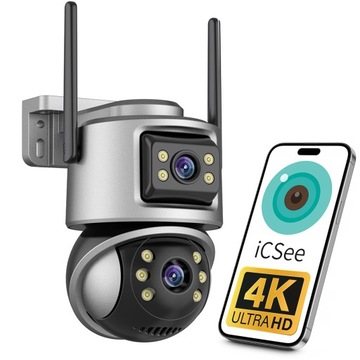 PODWÓJNA KAMERA OBROTOWA IP INTELIGENTNA ZEWNĘTRZNA WIFI QHD 2x 4MP ZOOM APLIKACJA