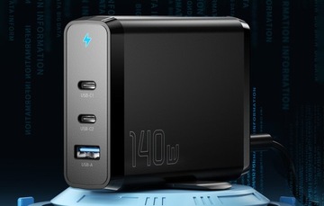 СЕТЕВОЕ ЗАРЯДНОЕ УСТРОЙСТВО ESSAGER FAST GAN ДЛЯ НОУТБУКА USB-C USB PD3.0 QC4.0 140 Вт