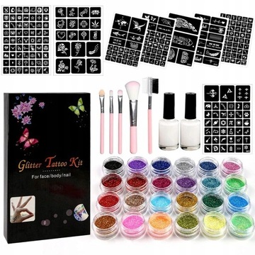 LARGE TATTOO SET TEMPLATES GLITTER TATTOOS