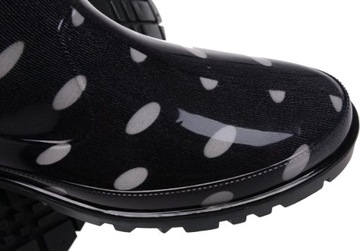 ПОЛЬСКИЕ ЖЕНСКИЕ РЕЗИНОВЫЕ БОТИНКИ С ТОЧКАМИ черные/bi38