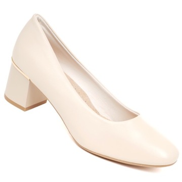 Czółenka Damskie Eleganckie Buty Wizytowe Klasyczne Beżowe do Sukienki 39