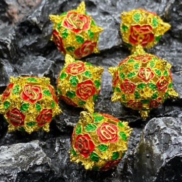 RÓŻANY OGRÓD ZESTAW 7 METALOWYCH KOŚCI RPG