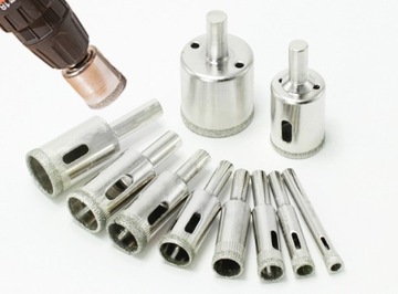 АЛМАЗНЫЕ КОРОНКИ ДЛЯ ПЛИТКИ, СТЕКЛА, КРУЖЕВА, НАБОР 15 ШТ. 6 - 50 мм