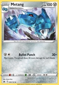 Karty Pokemon (CRZ 090) Metang (R)