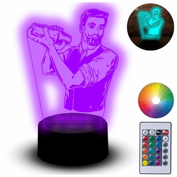 Lampka Led Na Biurko Statuetka 3D Zawód Barman Dla Barmana Bar Drink Kelner