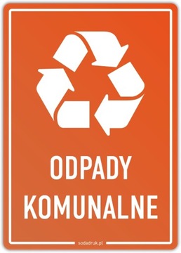 ODPADY KOMUNALNE naklejka na kosz, segregacja, A6