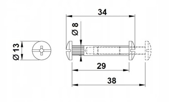 ВИНТОВОЙ МЕБЕЛЬНЫЙ СОЕДИНИТЕЛЬ FI 8MM M6