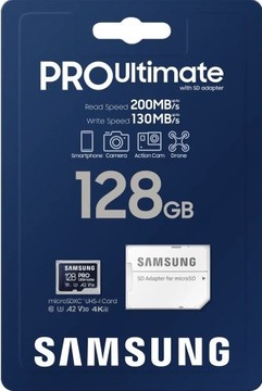 Samsung Ultimate microSDXC 128 ГБ UHS-I U3 [запись 130 МБ/с, чтение 200 МБ/с]