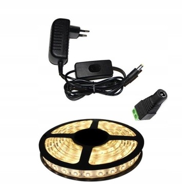Taśma LED 1m 60/m SMD3528 b/ciepła+zasilacz z wył.