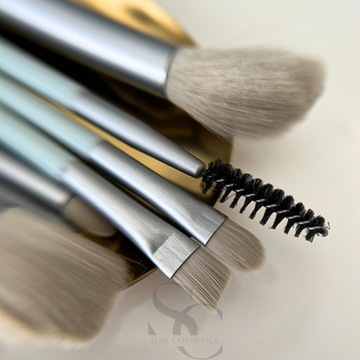 Набор кистей для макияжа Mini travel, прозрачная косметичка, 8 шт, серый